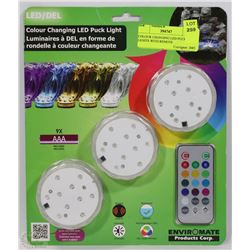 COLOUR CHANGING LED PUCK LIGHTS WITH REMOTE
