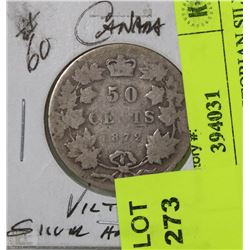 1872-H CANADA VICTORIAN SILVER HALF