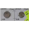 Image 1 : CANADA 1929 SILVER 25 CENT AND 10 CENT COINS
