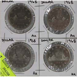 4 CANADIAN ONE DOLLAR COINS ALL 1968
