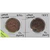 Image 1 : 2 UPPER CANADA 1852 AND 1857 HALF PENNIES