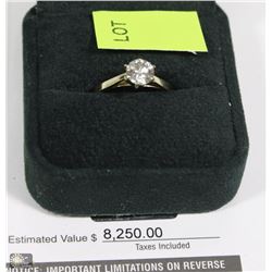 14KT YELLOW GOLD AND DIAMOND SOLITAIRE RING W/COA