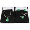 Image 1 : 3PC 925 SILVER AND EMERALD EARRINGS, PENDANT AND