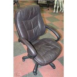 ADJUSTABLE BROWN LEATHER OFFICE CHAIR
