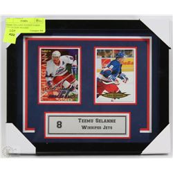 TEEMU SELANNE HOCKEY CARDS COLLECTION FRAMED