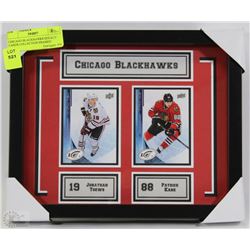 CHICAGO BLACKHAWKS HOCKEY CARDS COLLECTION FRAMED