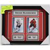 Image 1 : CHICAGO BLACKHAWKS HOCKEY CARDS COLLECTION FRAMED