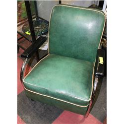 VINTAGE GREEN LEATHER RETRO CHAIR