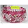 Image 1 : DIAMOND CUT PINK CRYSTAL BOWL