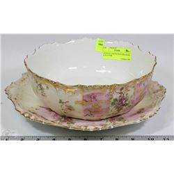 ANTIQUE LIMOGE MATCHING BOWL & PLATTER
