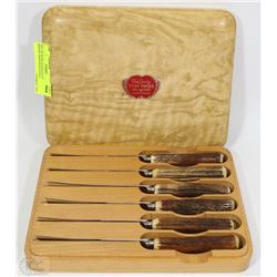 SET OF BONE HANDLED STEAK KNIVES SHEFFIELD ENGLAND
