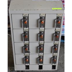 METAL LOCKER WITH COIN OPERATED LOCKS 12 IN TOTAL