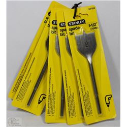 LOT OF 5 STANLEY 1-1/2" SPADE BITS
