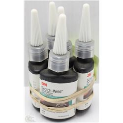 LOT OF FIVE 3M SCOTCH-WELD ANAEROBIC ADHESIVE
