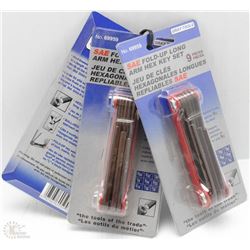 LOT OF 3 SAE FOLD-UP LONG ARM HEX KEY SETS