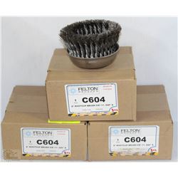 LOT OF 3 FELTON C604 6" KNOTCUP BRUSH 5/8"-11