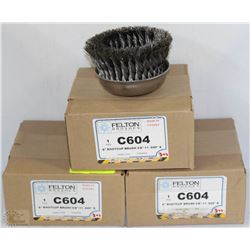 LOT OF 3 FELTON C604 6" KNOTCUP BRUSH 5/8"-11