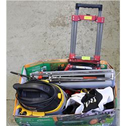 BOX OF STORE RETURNS INCL STINGER WET/DRY VAC,
