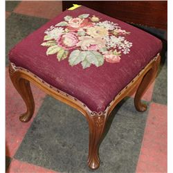 ANTIQUE NEEDLEPOINT FOOTSTOOL