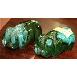 2 BLUE MOUNTAIN PIGGIE BANKS INCL 1 WITH PLUG AND