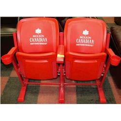 PAIR OF JOINED MOLSON CANADIAN STADIUM SEATS WITH