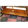 Image 1 : WOODEN TOP COFFEE TABLE W/ DECORATIVE METAL BASE