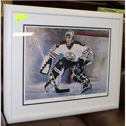 IN THE ZONE AUTOGRAPHED OILERS GOALIE PRINT