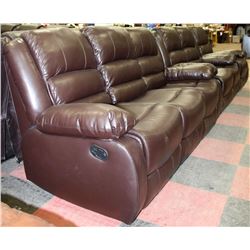 NEW MARTIN BROWN LEATHERETTE RECLINING SOFA