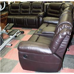 NEW BROWN LEATHERETTE DELUXE RECLINING SECTIONAL