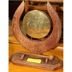 VINTAGE HANDCRAFTED WOOD AND BRASS GONG