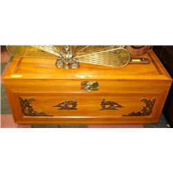 VINTAGE SOLID WOOD/BRASS HOPE CHEST