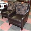 Image 1 : 2 BROWN GENUINE LEATHER ARM CHAIRS