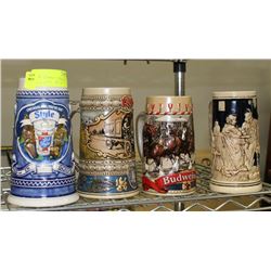 4 COLLECTIBLE BEER STEINS