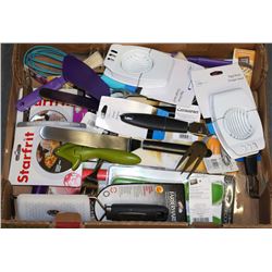 LARGE FLAT OF ASSORTED NEW KITCHEN UTENSILS