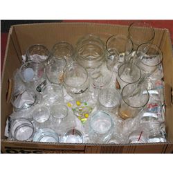 BOX FULL OF BEER & LIQUOR MUGS & GLASSES