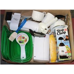 BOX W/BAKING & HOUSEHOLD ACCESSORIES