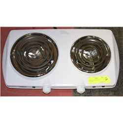 WHITE SALTON 2-BURNER PORTABLE
