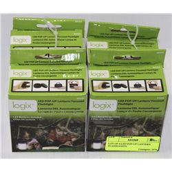LOT OF 4 LED POP-UP LANTERN FLASHLIGHTS