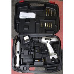 18V DRILL/DRIVER WITH 2 BATTERIES, CHARGER AND