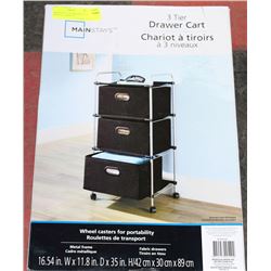 MAINSTAYS 3 TIER DRAWER CART WHEELED ,16INCH BY