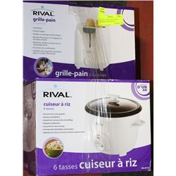 BUNDLE OF RIVAL 6CUP RICE COOKER & 2 WIDE SLICE