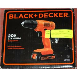 BLACK &DECKER 20 VOLT LITHIUM DRILL/DRIVER
