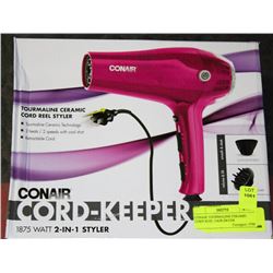 CONAIR TOURMALINE CERAMIC CORD KEEPER 2-IN-1