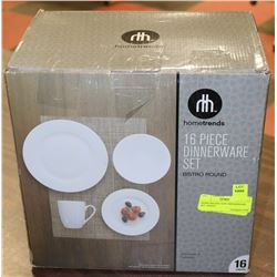 HOMETRENDS 16 PC DINNERWARE SET ,WHITE