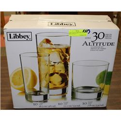 NEW CASE OF LIBBEY 30PC GLASS SET ,16.3 OZ,11.1