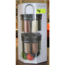 NEW OLD THOMPSON 16-JAR FILLED SPICE RACK