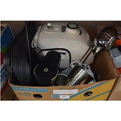 BOX OF RICE COOKER AND MILK SHAKE MIXER AND APPLIANCE ETC