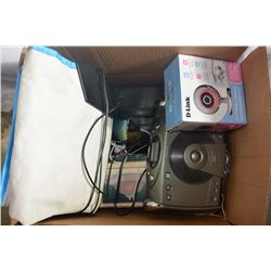 BOX OF GAMING AND HOUSEHOLD ELECTRONICS