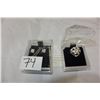 Image 1 : RHINETONE DINNER RING AND CRYSTAL PENDANT AND EARRING