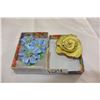 Image 1 : HANDMADE CHINA PIN AND EARRING SET AND YELLOW FLOWER PIN